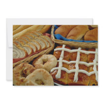 Delicious Baked goods: bagels, rolls, hot crossed Custom Invitations