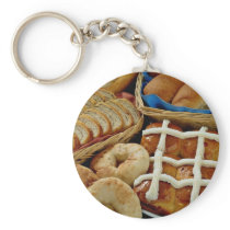 Delicious Baked goods: bagels, rolls, hot crossed Keychain
