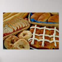 Delicious Baked goods: bagels, rolls, hot crossed Poster