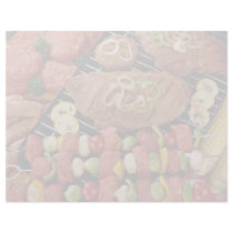 Delicious Barbecue with uncooked and cooked meat o Customized Letterhead