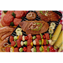 Delicious Barbecue with uncooked and cooked meat o Acrylic Cut Out