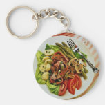 Delicious Beef vegetable salad , fork Key Chain