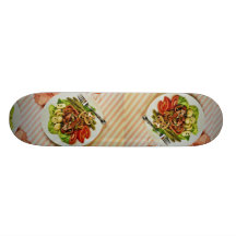 Delicious Beef vegetable salad , fork Skate Deck