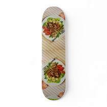 Delicious Beef vegetable salad , fork Skate Deck