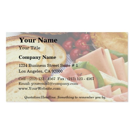 Delicious Bread, sandwiches, pie and cookies Business Card Template (front side)