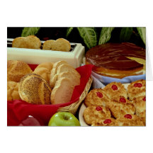 Delicious Breads, rolls, cream pie, macaroons and Cards