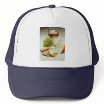 Delicious Cheese, crackers and wine glass Trucker Hat