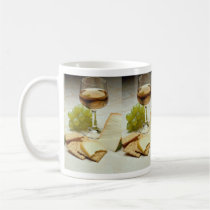 Delicious Cheese, crackers and wine glass mugs