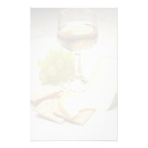 Delicious Cheese, crackers and wine glass stationery
