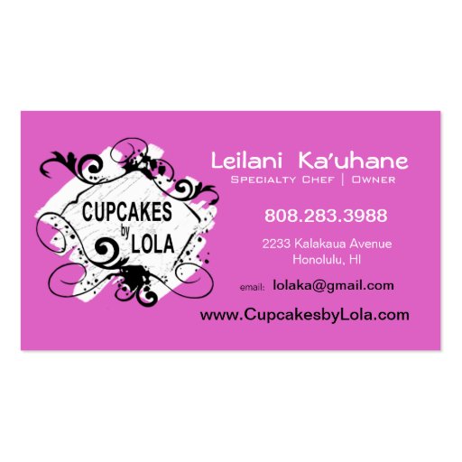 Delicious Cupcakes - Confections Desserts Pastries Business Cards (back side)
