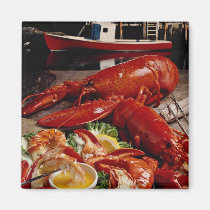 Delicious Fresh Atlantic lobster dinner on the fis magnets