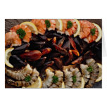 Delicious Fresh cooked and uncooked tiger shrimp w Greeting Card