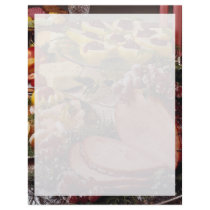 Delicious Ham, shrimp, pears with cheese plate Letterhead Template