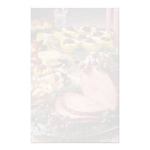 Delicious Ham, shrimp, pears with cheese plate stationery