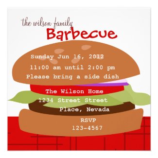 Delicious Hamburger Personalized Invite