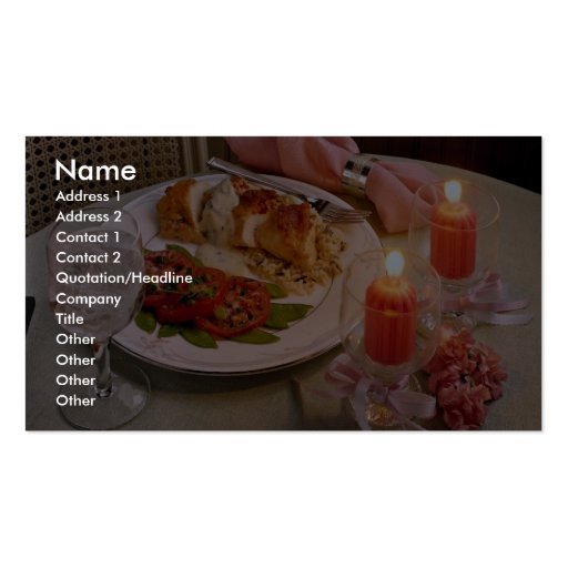 Delicious Romantic candlelight supper Business Card Templates