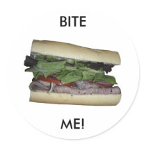 Delicious Sandwich! Bite me! Round Stickers