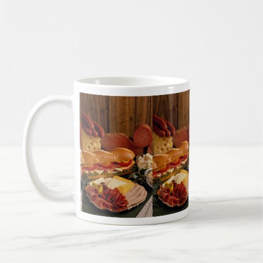 Delicious Submarine sandwich with meats and cheese Mugs
