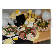 Delicious Three deli platters with balloons Cards
