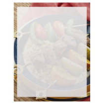 Delicious Vegetable, beef and fruit kabobs over ri Customized Letterhead