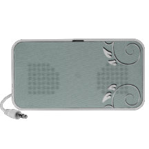 Delightful black and white floral on light blue iPhone speaker