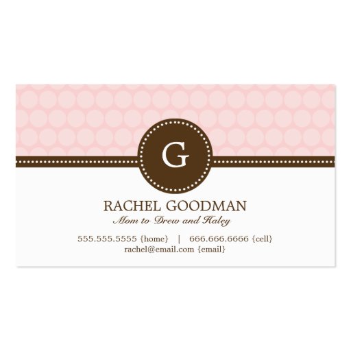 Delightful Dots Mommy Card / Personal Calling Card Business Card Templates (front side)