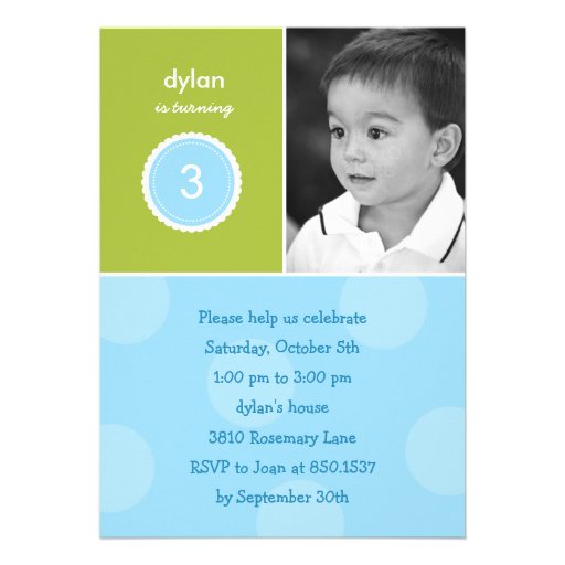 Delightful Dots Photo Birthday Invitation (Turquoi