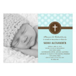 Delightful Dots Photo Christening Invitation Blue invitations