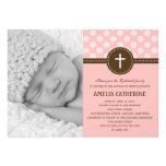 Delightful Dots Photo Christening Invitation Pink invitations
