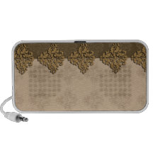 Delightful floral design on dark golden background portable speaker