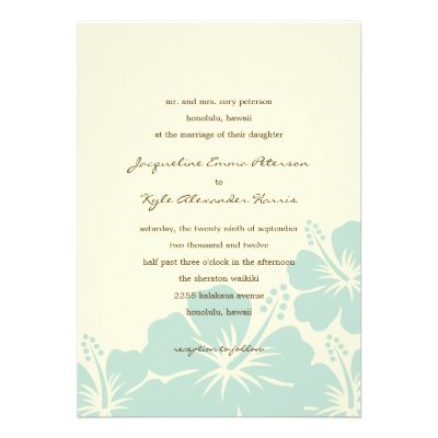 Delightful Hibiscus Wedding Invitations (Blue)