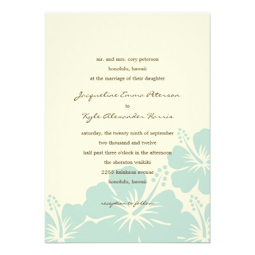 Delightful Hibiscus Wedding Invitations (Blue)