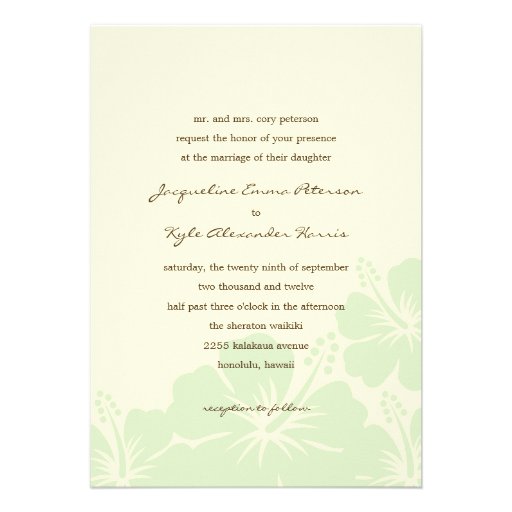 Delightful Hibiscus Wedding Invitations (Green)