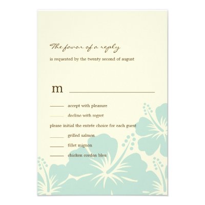 Delightful Hibiscus Wedding RSVP Cards (Blue) Invitations