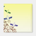 Delightful leaf birds and cute brown swirls magnet
