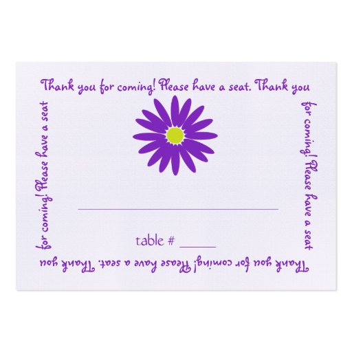Delightful Purple Daisy Seating Card Business Card Templates (front side)