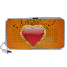 Delightful Red heart with Yellow border Travel Speakers