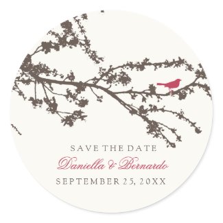 Delightful Tree Top Bird-Save The Date Sticker sticker