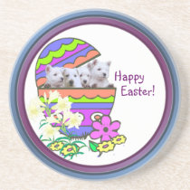 Delightful Westie Happy Easter Wishes Coaster