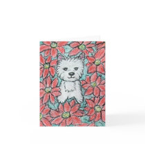 Delightful WESTIE with POINSETTIAS Note Card