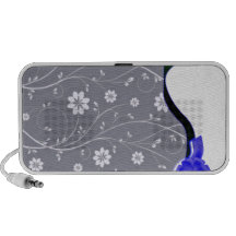 Delightful White floral and Bluish Ribbon Laptop Speaker