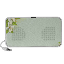 Delightful white flowers and green leaves iPhone speakers
