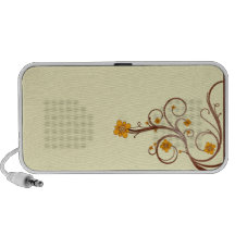 Delightful yellow flowers and brown swirls mini speaker