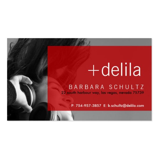Delila's Face [red] Business Cards (front side)