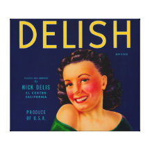 Delish Orange LabelEl Centro, CA Canvas Prints