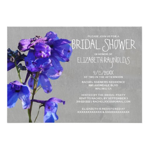 Delphinium Bridal Shower Invitations