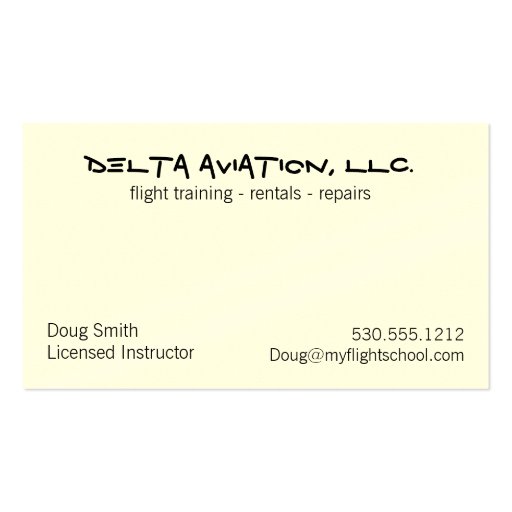 Delta Aviation Business Card (back side)
