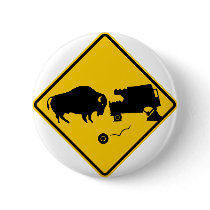 Delta Junction, Alaska, Bison Warning Sign Button