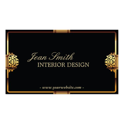 Deluxe Gold Frame Interior Design Business card (front side)