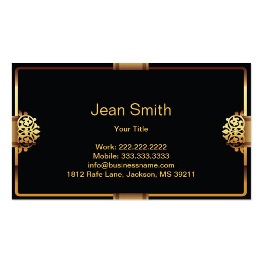 Deluxe Gold Frame Salon & Spa Business card (back side)